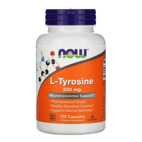 Suplemento en cápsula NOW  L-Tirosina L-Tyrosine aminoácidos en bote de 60g 120 un