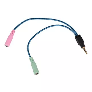 Cable Audio 3,5mm Macho Doble Hembra Auricular Adaptador Color Negro Azul