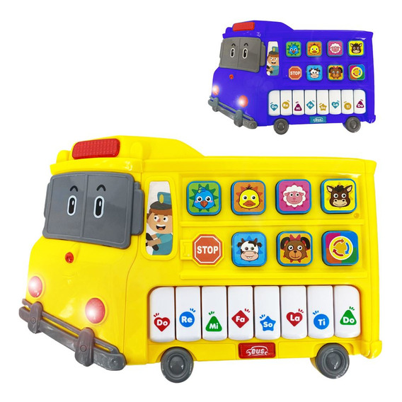 Piano Musical Bus Con Luz En Español Juguete Didáctico