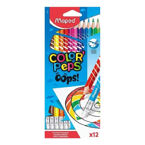 Lapices Color Maped X12 Largo Borrables Oops