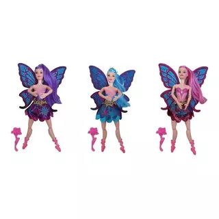 Boneca Bailarina Fada 30 Cm Pernas Dobráveis Com Asas