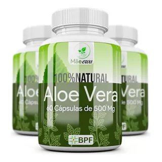 Aloe Vera 180 Capsulas 500mg 3 Frascos Babosa 100% Puro