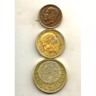 3 Monedas De Oro 20-10 Y 5 Pesos (fantasias)