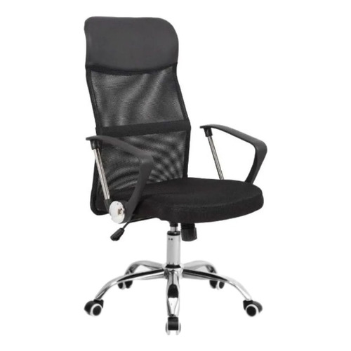 Silla de escritorio Mobilarg Presidente ergonómica  negra con tapizado de cuero sintético y mesh