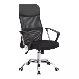 Silla De Escritorio Mobilarg Presidente Ergonómica  Negra Con Tapizado De Cuero Sintético Y Mesh