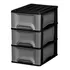 Cajón de plástico con 3 cajones, negro y gris
