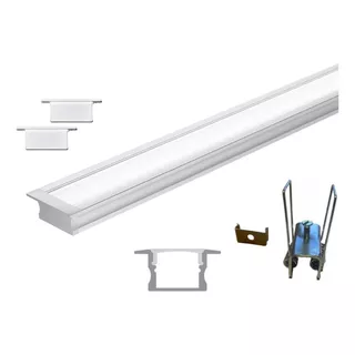 Kit 10 Perfis De Led Embutir Slim 25mm 1m P/ Fita De Led