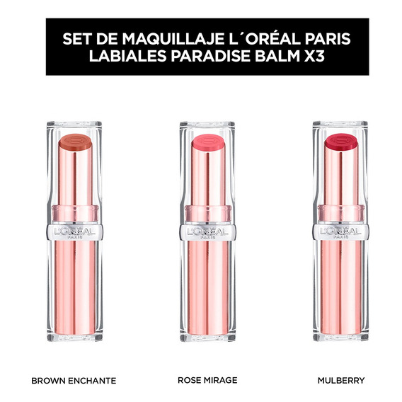 Set De Maquillaje L'oreal Paris: Labiales Paradise Blam X3
