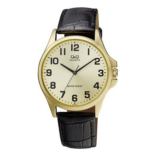 Reloj Q&q Qyq Qa06j103y Casual Cuero Hombre + Estuche Color de la correa Negro