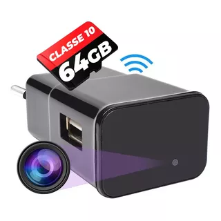 Micro Camera Espiã Z15 Wifi + 32gb Carregador Tomada Fullhd