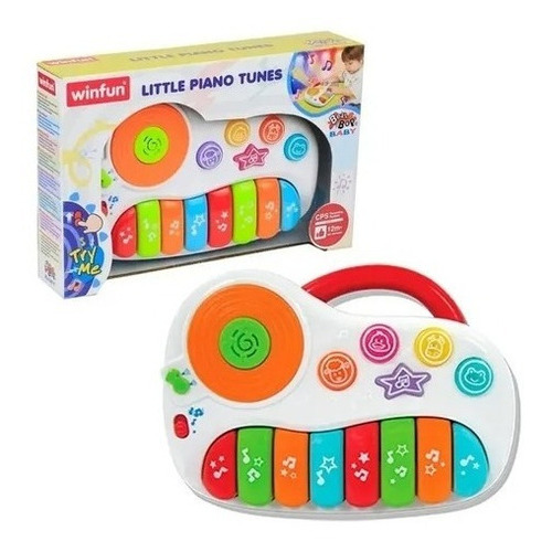 Mini Piano Portatil Musical Para Bebe Marca Winfun Color Blanco