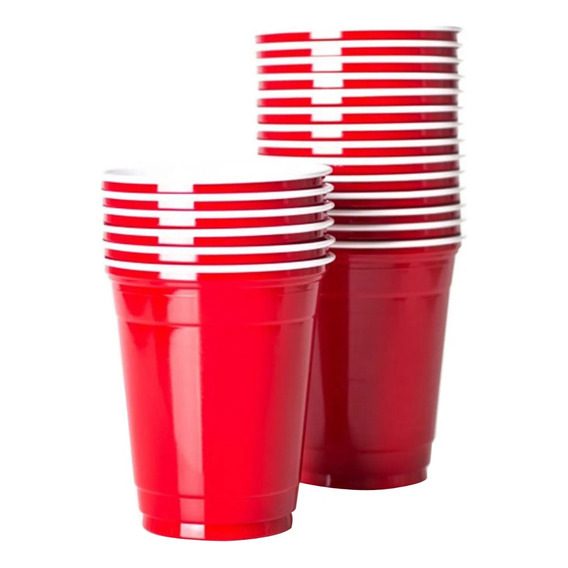 50 Vasos Plásticos Rojo 490cc O 16 Oz. Fiestas Y Cumpleaños