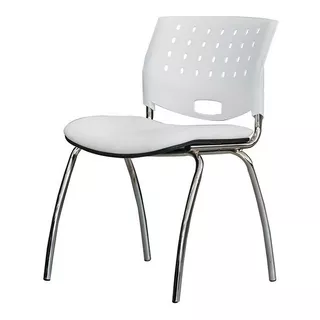 Silla De Escritorio Jmi Greta Fija Cromada Ergonómica  Blanca Con Tapizado De Cuero Sintético