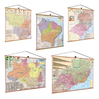 Mapa Brasil Sul Sudeste Norte Nordeste Centro Oeste Regiões Regional 5 Banners Coleção Completa Geografica Atlas Mapa Grande