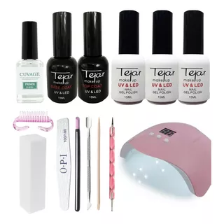 Kit Inicial X 14u Tejar Manicuria Esmalte Semi Cabina Led Uv