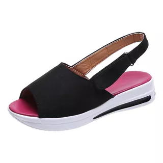 Sandalias Plataforma Moda Con Cuer Suave Cuña Para Mujer 