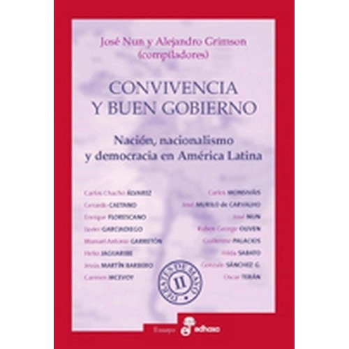 Convivencia Y Buen Gobierno - Nun, Grimson, de NUN, GRIMSON. Editorial Edhasa en español