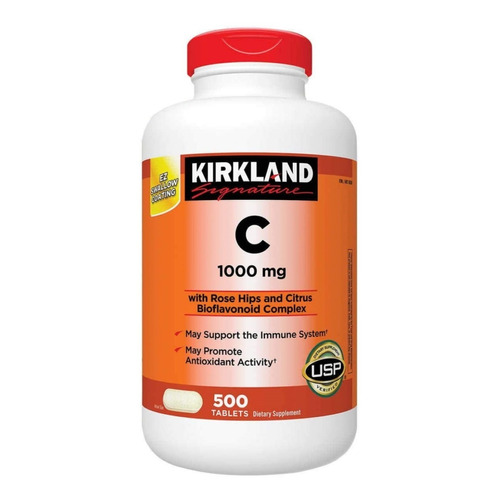 Vitamina C 1000mg - 500 Tabletas - Kirkland Sabor Neutro