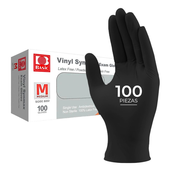 Guantes De Nitrilo Vinilo Negro Libre De Latex 100 Piezas