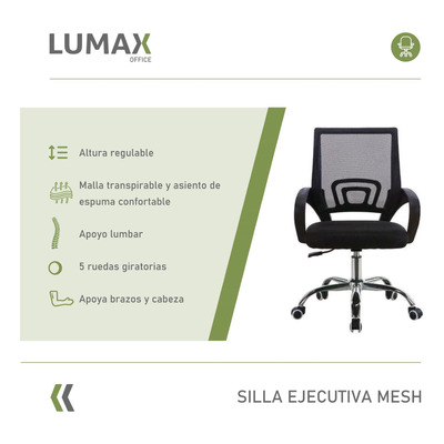 Silla De Escritorio Lumax Ezri Mesh  Negra Con Tapizado De Mesh