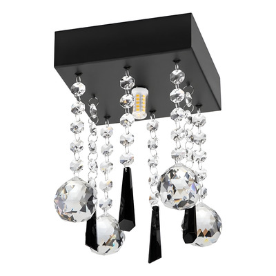 Plafon Cairel Cristal 1 Luz Lluvia Black Apto Led G9 Pal Negro