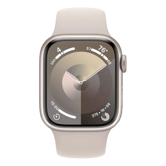 Apple Watch Series 9 GPS + Celular • Caja de aluminio blanco estelar de 41 mm • Correa deportiva blanco estelar - S/M