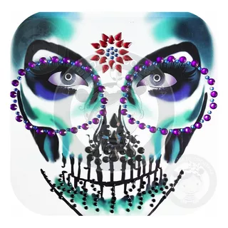 Gemas Piedras Adhesivas Rostro Glitter Halloween Calavera C1