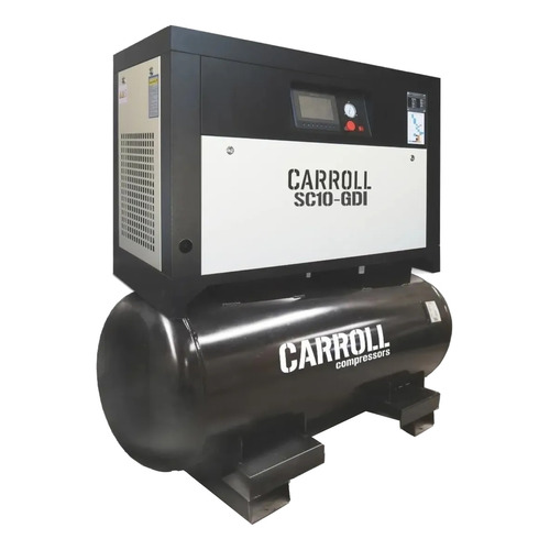 Compresor de aire eléctrico Carroll CAR-SC10-GDI500 trifásico 500L 10hp 220V 60Hz negro