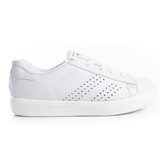 Zapatillas Zapatos Escolar Unisex Con Cordones Blanco Negro