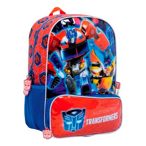 Mochila Transformers Autobots 16 Wabro Espalda Color Azul Diseño De La Tela Liso