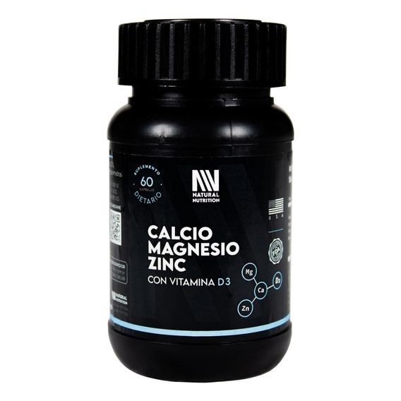 Natural Nutrition Calcio Magnesio Zinc D3 60c Suplemento 3c