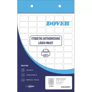 Etiquetas Imprimibles Blancas Carta Dover Pack X100