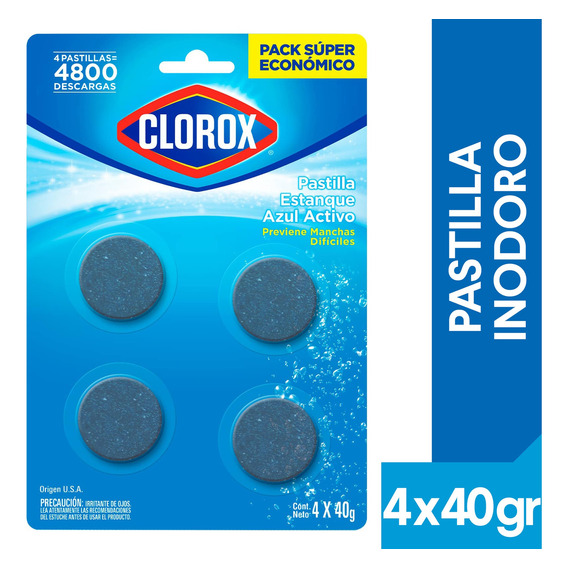 Pastilla Para Estanque De Inodoro Clorox Azul Activo 160 Gr