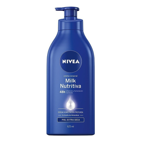  Crema hidratante para cuerpo Nivea Cuidado Corporal Milk Nutritiva en dosificador 625mL