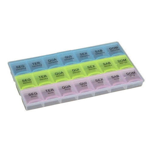 Caja de pastillas medicinales de colores semanales de 3 días