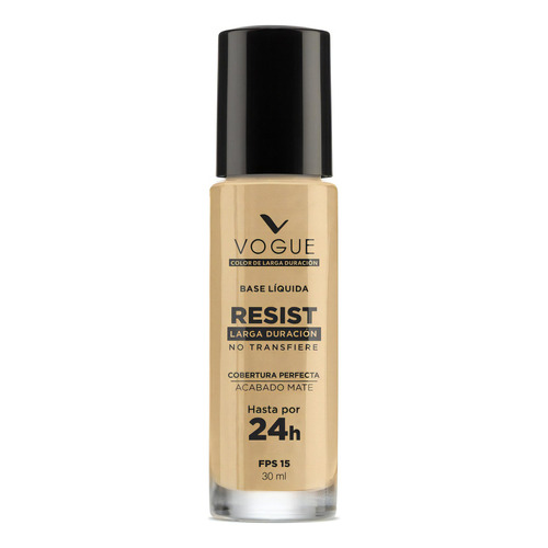 Base de maquillaje líquida Vogue Resist Resist Larga duración Base líquida Resist tono avellana - 30mL 30g