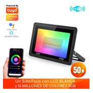 Foco Proyector Wifi Inteligente 220v 50w Blancos/color Rgb 