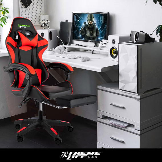 Silla Gamer De Escritorio Reclinable Ergonomica 360 Color Rojo Material del tapizado Vinipiel