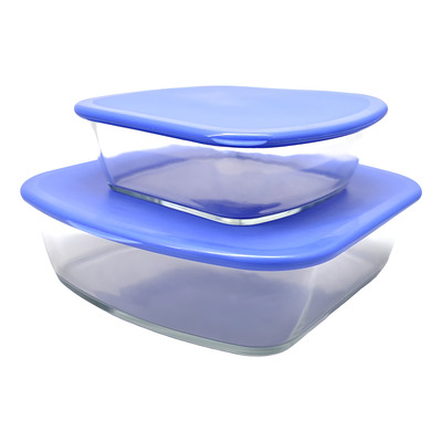Set 2 Contenedores Vidrio Bazarnet 1.5l Rectangulares P