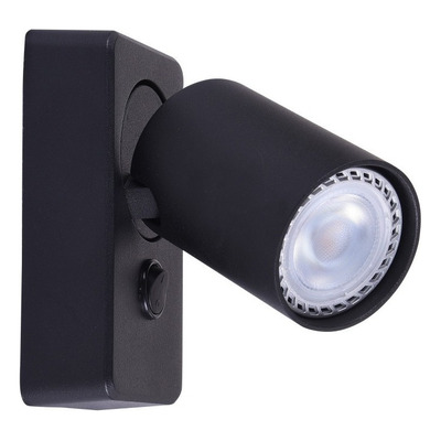 Aplique Spot 1 Luz Katharo Negro Movil Con Tecla Apto Led Lk