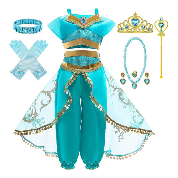 Disfraz De Princesa De Jazmín Aladino Cosplay Niñas Vestido