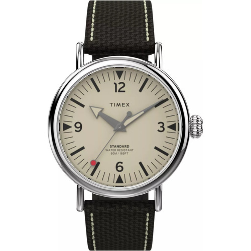 Reloj Timex Waterbury Standard 40mm Tw2v44100 Color de la malla Marrón Color del bisel Plata Color del fondo Beige