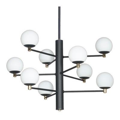 Colgante Texas 9 Luces Negro Globo Opal Con Led G9 Deco Rd