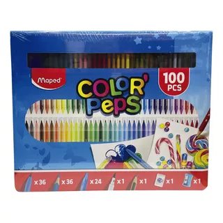 Set De 100 Piezas Colorpeps Maped Utiles Lapic Marcado Crayo