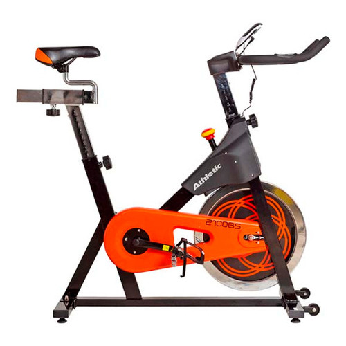 Bicicleta Fija Spinning Athletic 2100bs Disco 18kg Color Negro/Naranja