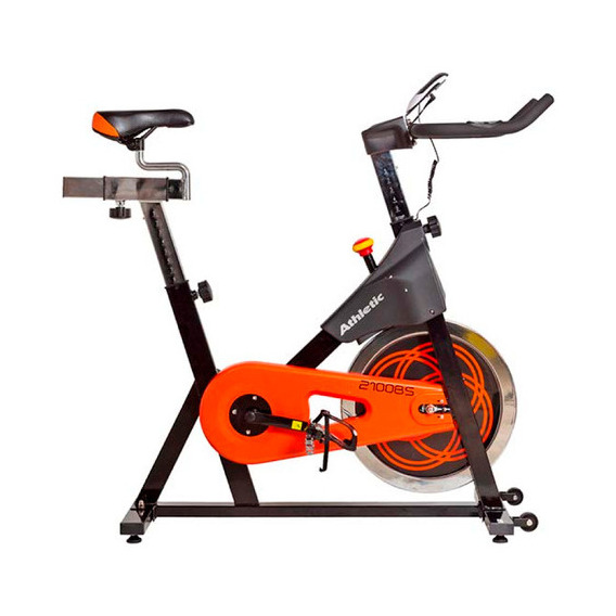 Bicicleta Fija Spinning Athletic 2100bs Disco 18kg Color Negro/Naranja