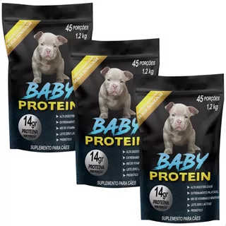 Kit 03 Suplemento Baby Protein Cães Filhote Bully Nutrition