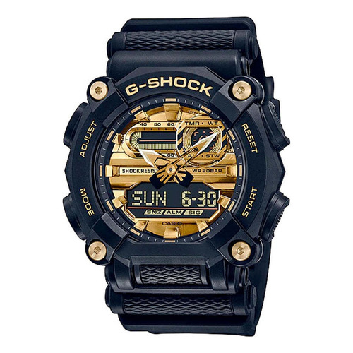 Reloj Casio G-shock Ga-900ag-1adr Hombre Color de la correa Negro Color del bisel Negro Color del fondo Dorado