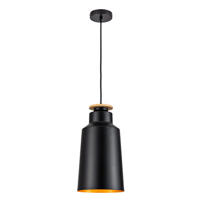 Lampara Colgante Moderno Negro Dorado E27 Madera M7101n Mks Negro