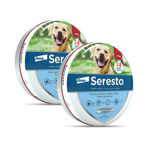 2 Collares Seresto Antipulgas Y Garrapata Perro Grande +8 Kg